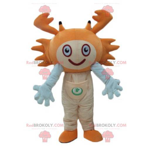 Mascotte de crabe orange et blanc très souriant - Redbrokoly.com