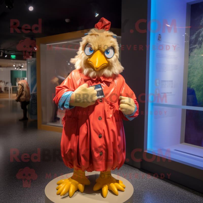 nan Chicken mascot costume character dressed with a Raincoat and Bracelets