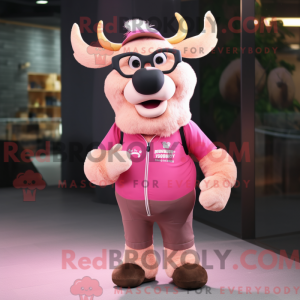Maskotkarakter av en rosa...