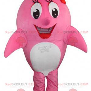 Mascotte de dauphin rose et blanc de baleine - Redbrokoly.com