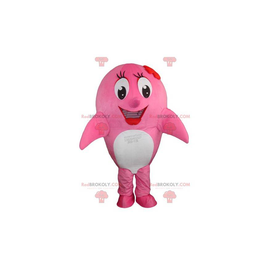 Mascota de ballena delfín rosado y blanco - Redbrokoly.com