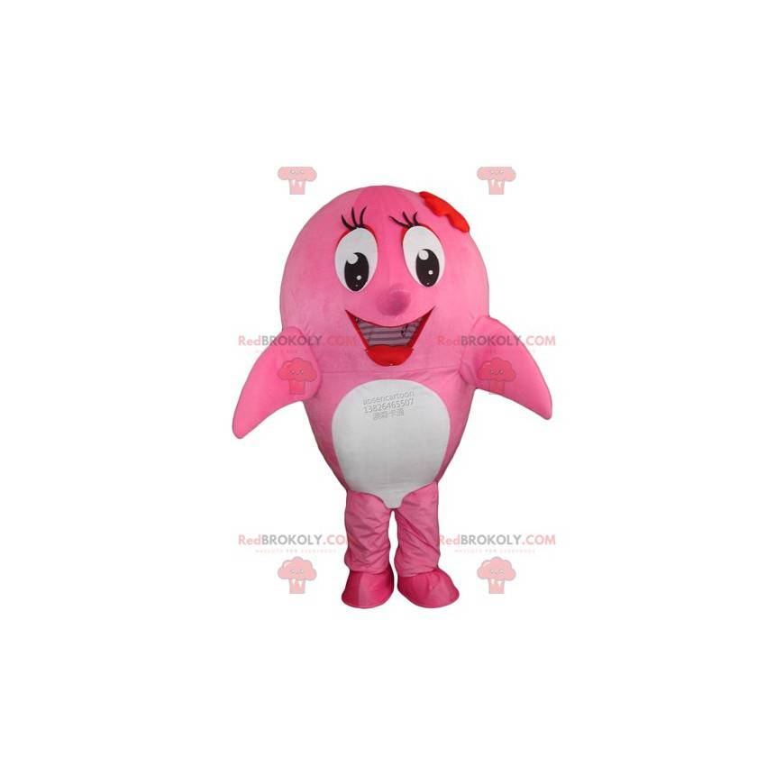 Valrosa och vit delfinmaskot - Redbrokoly.com