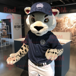 Navy Jaguar mascot costume character dressed with a Henley Tee and Caps