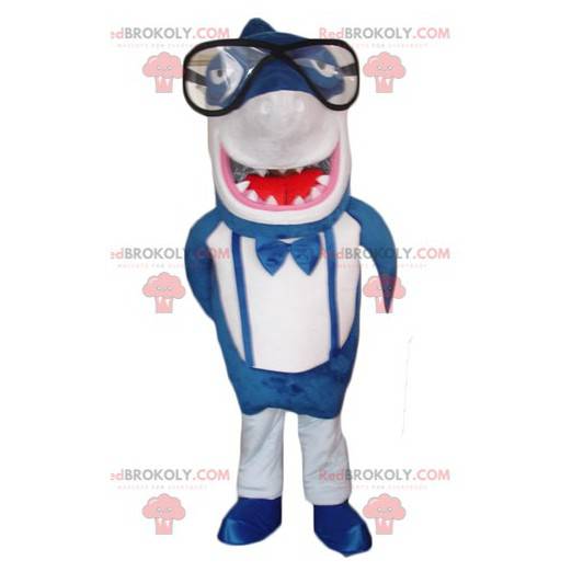 Giant and funny blue and white shark mascot - Redbrokoly.com