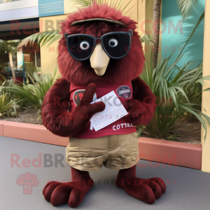 Maroon Kiwi maskot kostume...