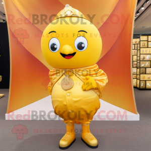 Guld Mandarin maskot kostym...