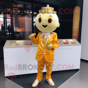 Guld Mandarin maskot kostym...