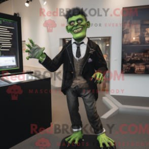 Figura de máscara do monstro de Frankenstein com blazer e fecho digital - Mascotes Monstros de Frankenstein - RedBrokoly.com