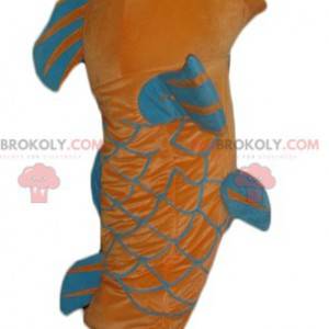 Mascotte de poisson géant orange et bleu - Redbrokoly.com