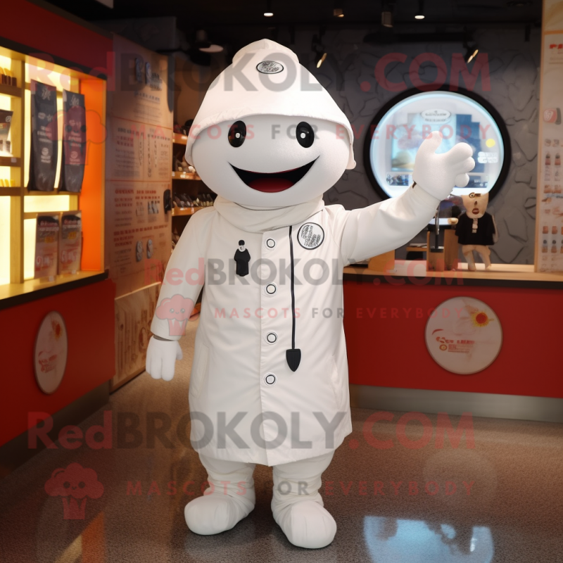 White Pepper mascot costume character dressed with a Windbreaker and Brooches White Pepper mascot costume character dressed with a Windbreaker and Brooches