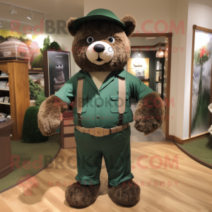 Forest Green But mascot costume character dressed with a Corduroy Pants and Belts