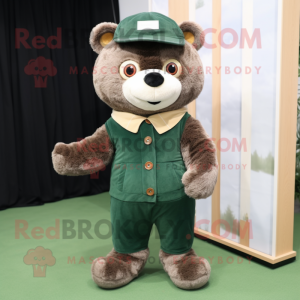 Forest Green But mascot costume character dressed with a Corduroy Pants and Belts