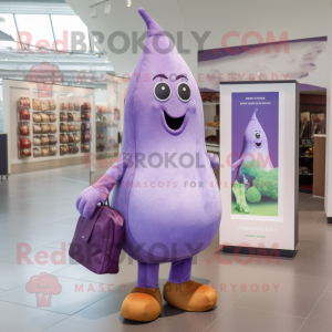Lavender Pear mascot costume character dressed with a Bootcut Jeans and Coin purses