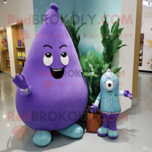 Lavender Pear mascot costume character dressed with a Bootcut Jeans and Coin purses