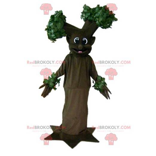 Mascote gigante e sorridente, marrom e verde - Redbrokoly.com