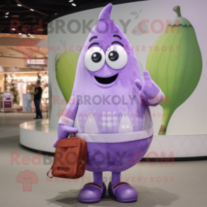 Lavender Pear mascot costume character dressed with a Bootcut Jeans and Coin purses