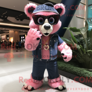 Maskottchenfigur eines rosa...