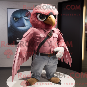 Maskotkarakter av en rosa...