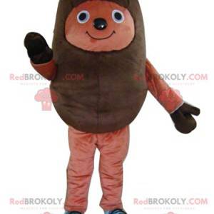 Mascote ouriço marrom bicolor muito sorridente - Redbrokoly.com