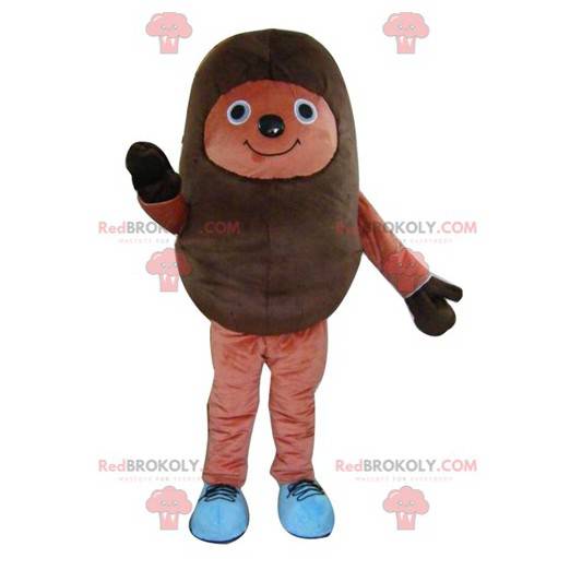Mascote ouriço marrom bicolor muito sorridente - Redbrokoly.com