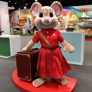 Rød mus maskot drakt figur...