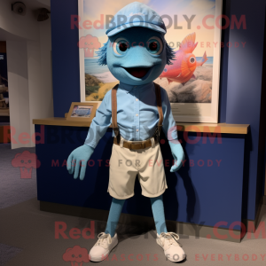 Maskot-karakter av en blå...