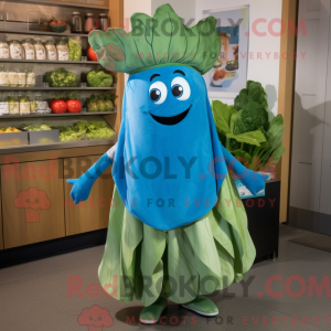Maskot-karakter af en blå...