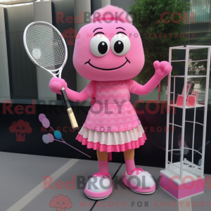 Maskottchenfigur eines rosa...