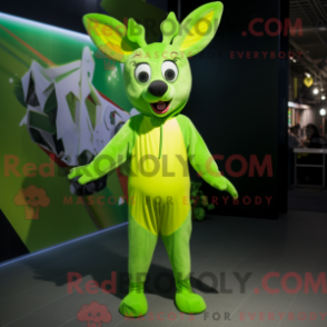 Máscara de cor verde-limão com capuz e macacão e combinação - Mascotes corça - REBROKO_402505 - RedBrokoly.com