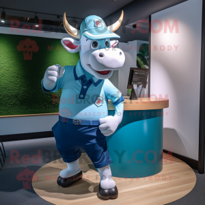 Cyan Bull mascotte kostuum...