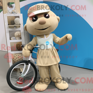 Maskotkarakter af en beige...