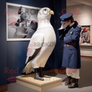 Navy Pigeon mascot costume character dressed with a Coat and Watches