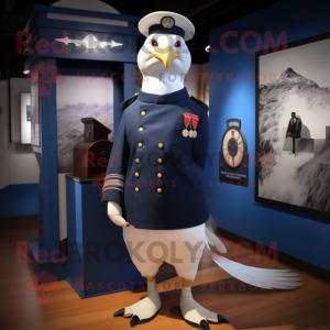 Navy Pigeon mascot costume character dressed with a Coat and Watches