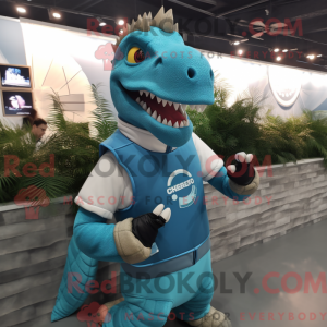 Maskot karakter af en cyan...