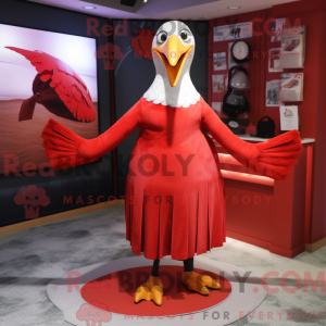 Mascottefiguur van een rode...