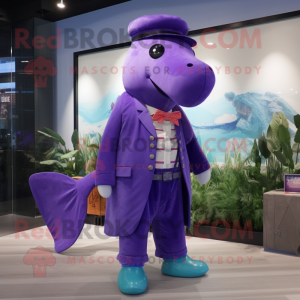 Purple Whale maskot kostume...