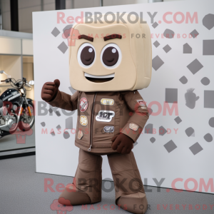 Maskotkarakter av en beige...