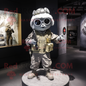 Silver Sniper mascot costume character dressed with a Shorts and Brooches