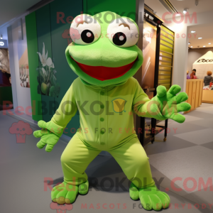 Característica de uma máscara verde frosk com macacão e luer - Sapos mascotes - REBROKO_402903 - RedBrokoly.com