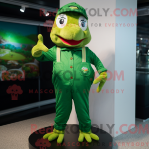 Característica de uma máscara verde frosk com macacão e luer - Sapos mascotes - REBROKO_402904 - RedBrokoly.com