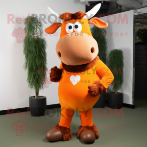 Orange Zebu maskot kostume...