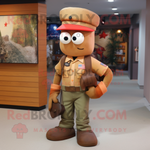 Rust American Soldier mascot costume character dressed with a Skinny Jeans and Handbags
