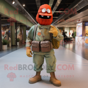 Rust American Soldier mascot costume character dressed with a Skinny Jeans and Handbags