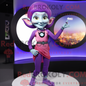 Maskot karakter av en lilla...