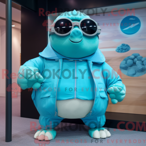 Mascot character of a Cyan...