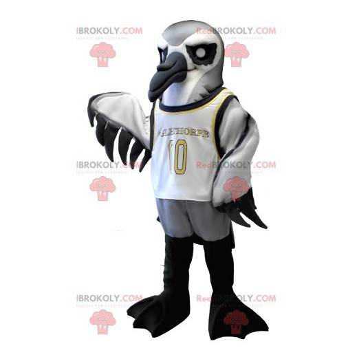 Mascotte d'oiseau marin gris blanc et noir - Redbrokoly.com
