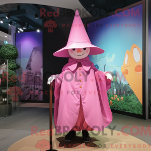 Maskotfigur av en rosa...
