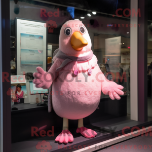 Maskotkarakter av en rosa...