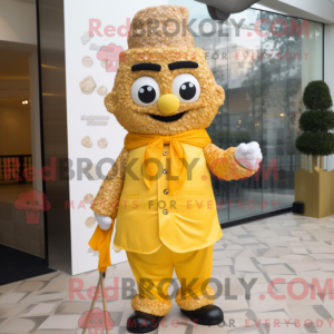 Maskot karakter af en guld...