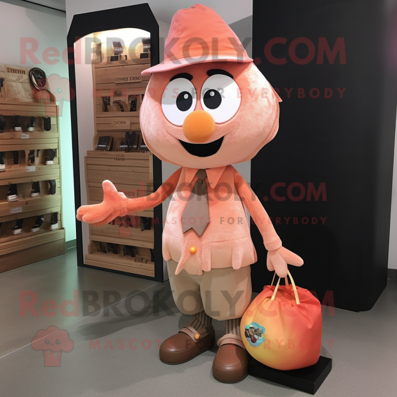 Peach Graveyard mascot costume character dressed with a Long Sleeve Tee and Tote bags